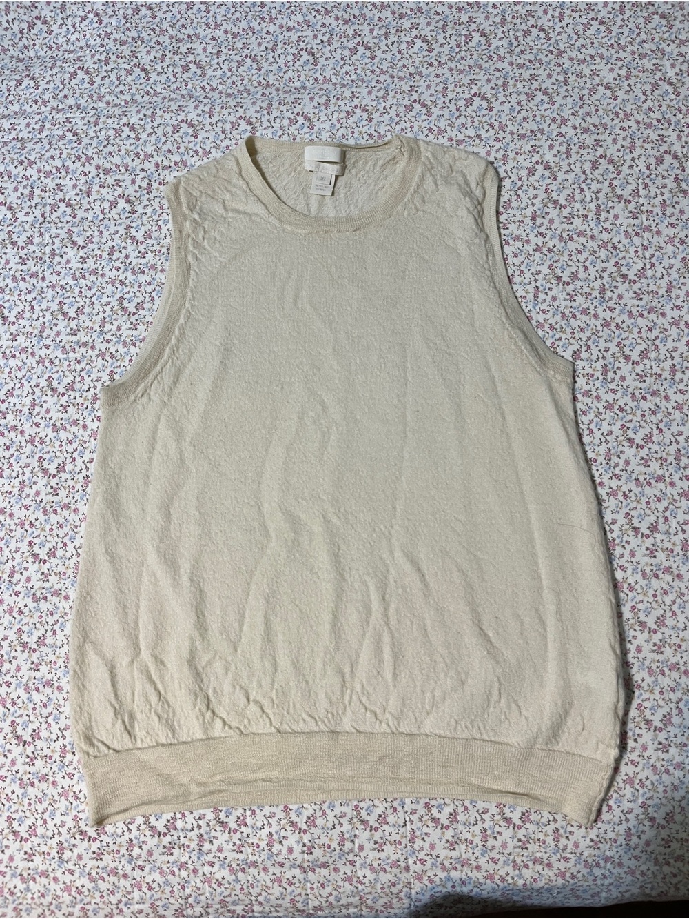 J. Crew Cream Sleeveless Italian Wool Knit Tank Top. XL